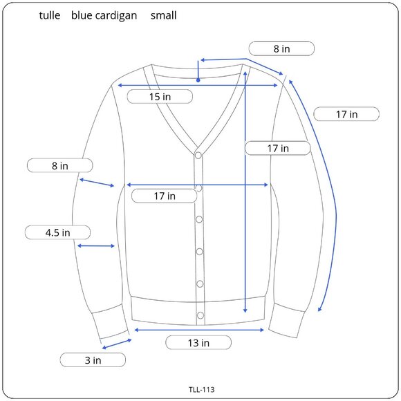 Blue Cropped Cardigan with Dolman Sleeves and Contrast Trim Size Small by Tulle - Picture 9 of 9